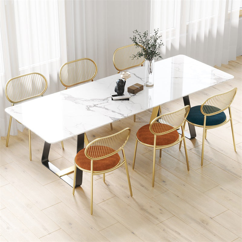 Glam Style Kitchen Metal Dining Chair Open Back Dining Armless Side Chairs Clearhalo ' kitchen&dining_furn' 'Dining Chairs' 'Dining Tables & Seating' 'dining_chair' 'furn' 'furn_dining_chair' 'Furniture' 'furniture_dining_chair' 'Kitchen & Dining Furniture' 'kitchen' 4458388