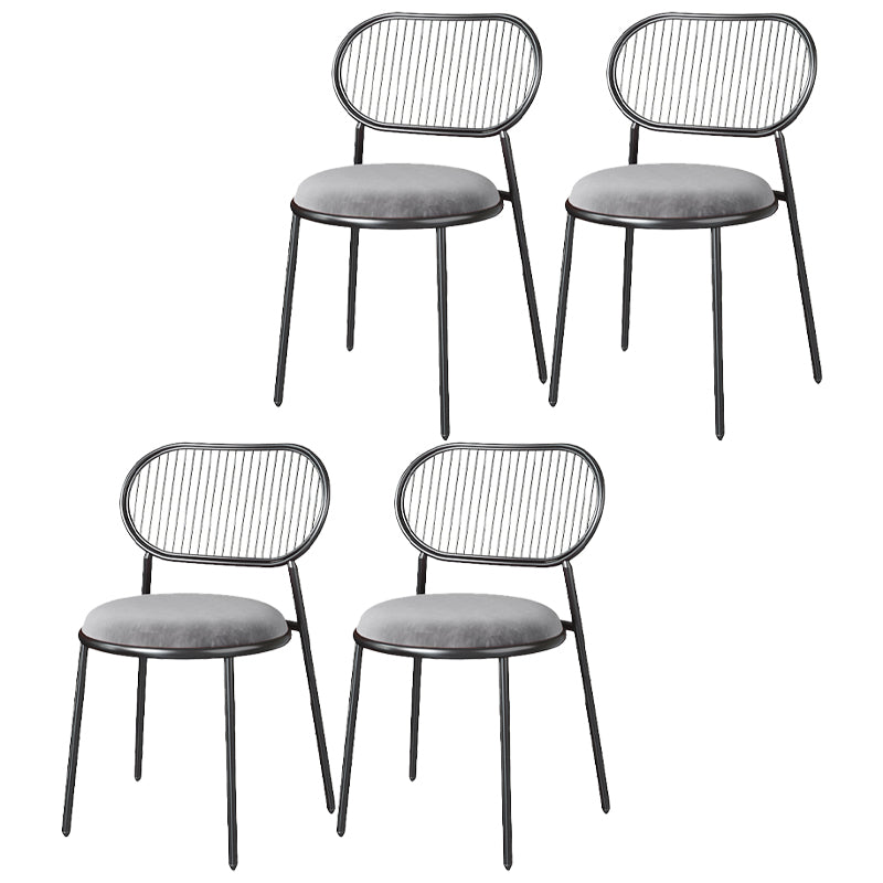 Glam Style Kitchen Metal Dining Chair Open Back Dining Armless Side Chairs Grey 4 Piece Set Black Clearhalo ' kitchen&dining_furn' 'Dining Chairs' 'Dining Tables & Seating' 'dining_chair' 'furn' 'furn_dining_chair' 'Furniture' 'furniture_dining_chair' 'Kitchen & Dining Furniture' 'kitchen' 4458389
