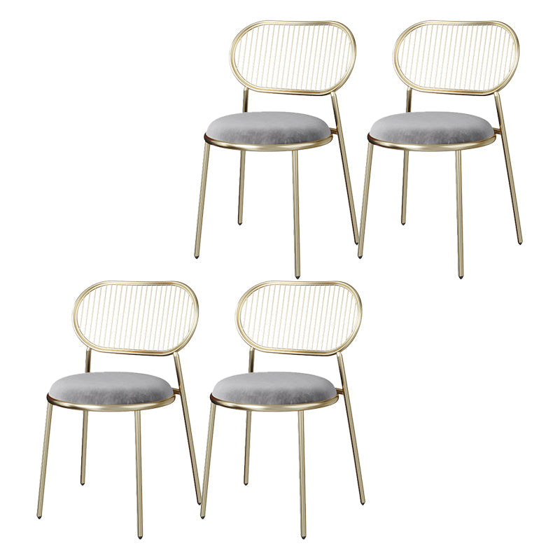 Glam Style Kitchen Metal Dining Chair Open Back Dining Armless Side Chairs Grey 4 Piece Set Brass Gold Clearhalo ' kitchen&dining_furn' 'Dining Chairs' 'Dining Tables & Seating' 'dining_chair' 'furn' 'furn_dining_chair' 'Furniture' 'furniture_dining_chair' 'Kitchen & Dining Furniture' 'kitchen' 4458391