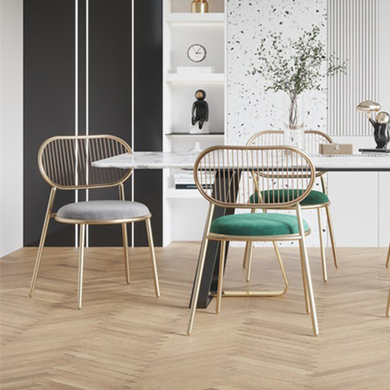 Glam Style Kitchen Metal Dining Chair Open Back Dining Armless Side Chairs Clearhalo ' kitchen&dining_furn' 'Dining Chairs' 'Dining Tables & Seating' 'dining_chair' 'furn' 'furn_dining_chair' 'Furniture' 'furniture_dining_chair' 'Kitchen & Dining Furniture' 'kitchen' 4458392