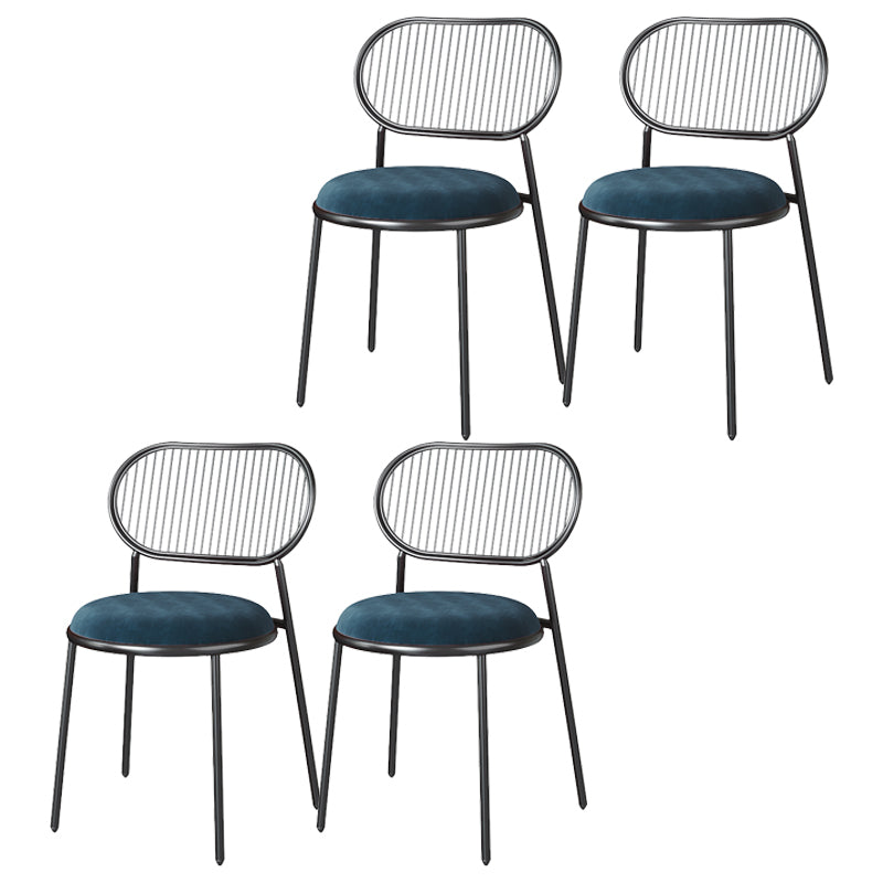 Glam Style Kitchen Metal Dining Chair Open Back Dining Armless Side Chairs Royal Blue 4 Piece Set Black Clearhalo ' kitchen&dining_furn' 'Dining Chairs' 'Dining Tables & Seating' 'dining_chair' 'furn' 'furn_dining_chair' 'Furniture' 'furniture_dining_chair' 'Kitchen & Dining Furniture' 'kitchen' 4458393