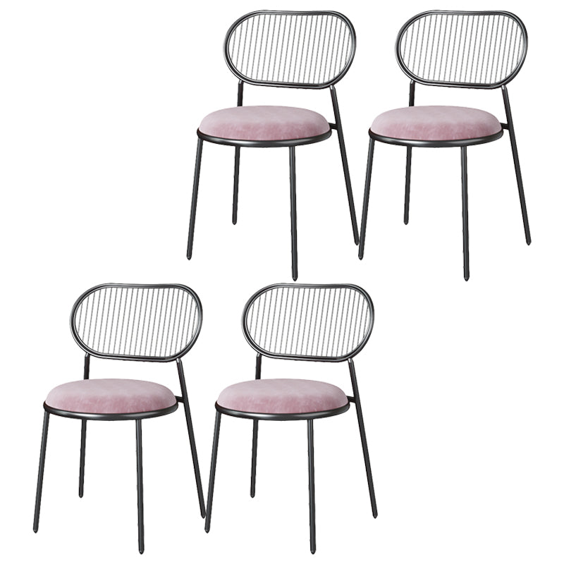Glam Style Kitchen Metal Dining Chair Open Back Dining Armless Side Chairs Pink 4 Piece Set Black Clearhalo ' kitchen&dining_furn' 'Dining Chairs' 'Dining Tables & Seating' 'dining_chair' 'furn' 'furn_dining_chair' 'Furniture' 'furniture_dining_chair' 'Kitchen & Dining Furniture' 'kitchen' 4458396