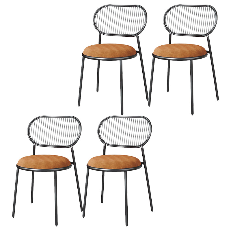 Glam Style Kitchen Metal Dining Chair Open Back Dining Armless Side Chairs Orange 4 Piece Set Black Clearhalo ' kitchen&dining_furn' 'Dining Chairs' 'Dining Tables & Seating' 'dining_chair' 'furn' 'furn_dining_chair' 'Furniture' 'furniture_dining_chair' 'Kitchen & Dining Furniture' 'kitchen' 4458400