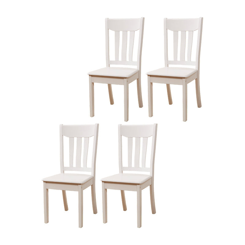 Contemporary Design Dining Chairs Slat Back Wood Side Dining Chairs White 4 Piece Set Clearhalo ' kitchen&dining_furn' 'Dining Chairs' 'Dining Tables & Seating' 'dining_chair' 'furn' 'furn_dining_chair' 'Furniture' 'furniture_dining_chair' 'Kitchen & Dining Furniture' 'kitchen' 4458455