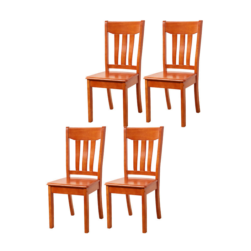 Contemporary Design Dining Chairs Slat Back Wood Side Dining Chairs Red Brown 4 Piece Set Clearhalo ' kitchen&dining_furn' 'Dining Chairs' 'Dining Tables & Seating' 'dining_chair' 'furn' 'furn_dining_chair' 'Furniture' 'furniture_dining_chair' 'Kitchen & Dining Furniture' 'kitchen' 4458465