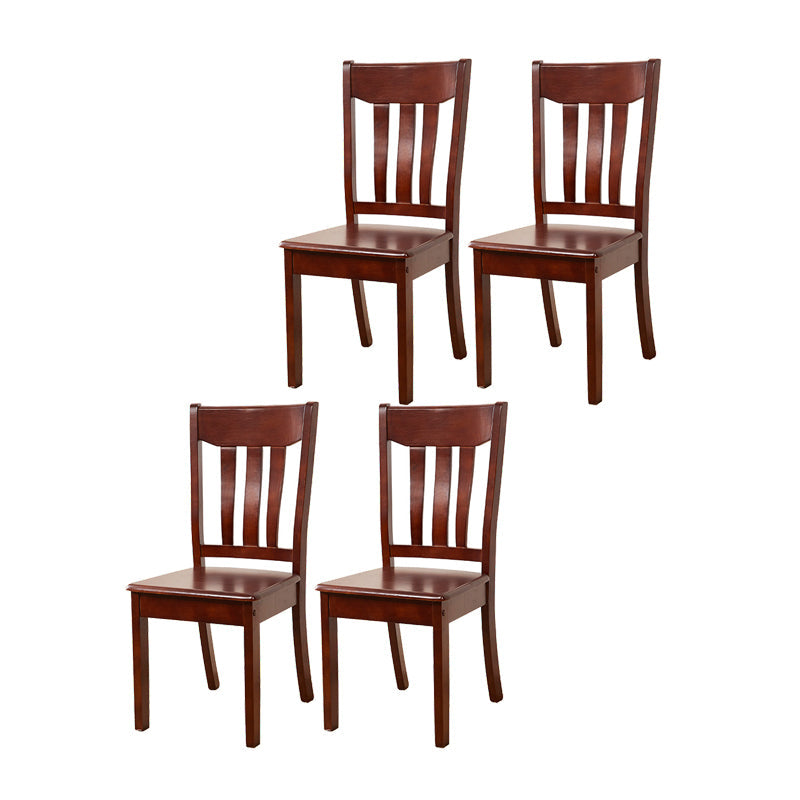 Contemporary Design Dining Chairs Slat Back Wood Side Dining Chairs Walnut 4 Piece Set Clearhalo ' kitchen&dining_furn' 'Dining Chairs' 'Dining Tables & Seating' 'dining_chair' 'furn' 'furn_dining_chair' 'Furniture' 'furniture_dining_chair' 'Kitchen & Dining Furniture' 'kitchen' 4458471