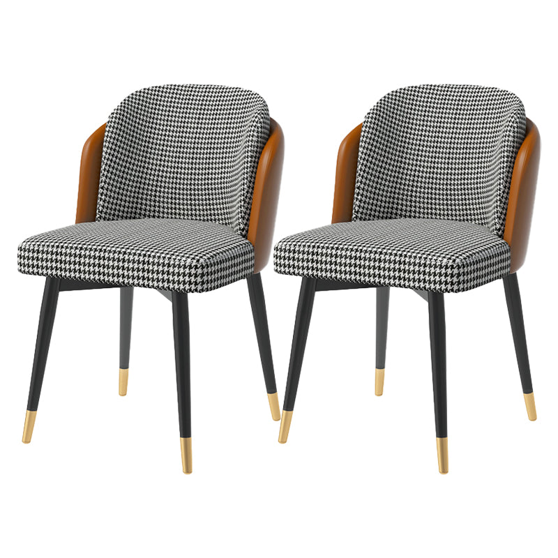 Glam Metal Dining Room Chair Upholstered Fabric Dining Side Chair for Restaurant Use Black White 2 Piece Set Clearhalo ' kitchen&dining_furn' 'Dining Chairs' 'Dining Tables & Seating' 'dining_chair' 'furn' 'furn_dining_chair' 'Furniture' 'furniture_dining_chair' 'Kitchen & Dining Furniture' 'kitchen' 4458482