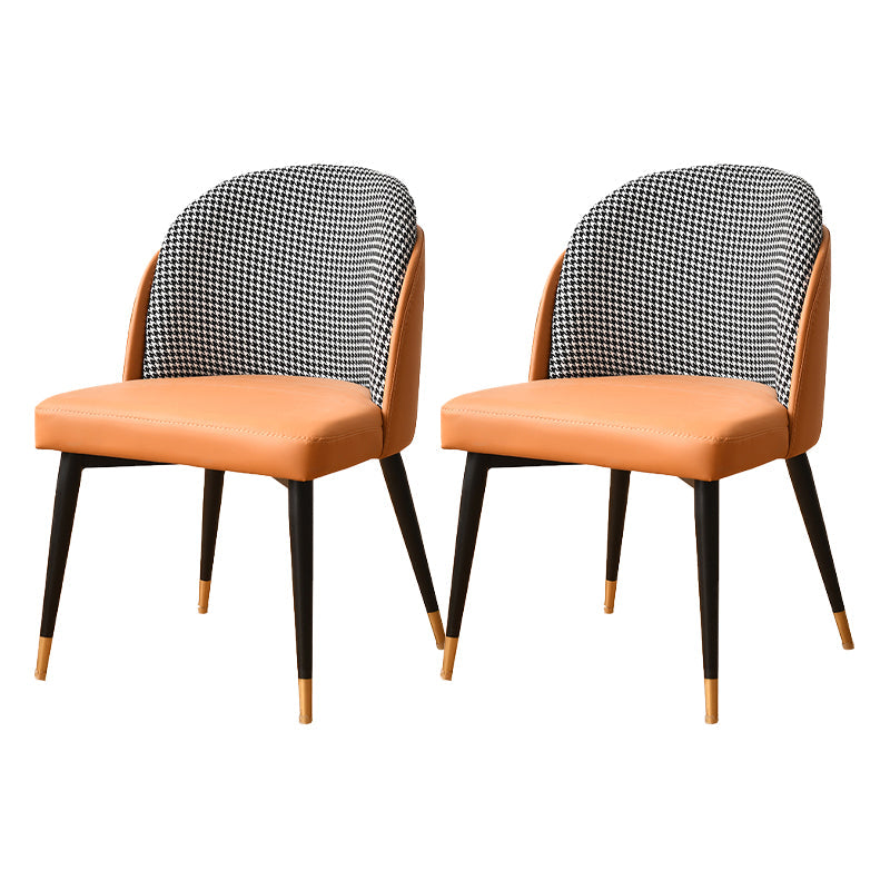 Glam Metal Dining Room Chair Upholstered Fabric Dining Side Chair for Restaurant Use Orange 2 Piece Set Clearhalo ' kitchen&dining_furn' 'Dining Chairs' 'Dining Tables & Seating' 'dining_chair' 'furn' 'furn_dining_chair' 'Furniture' 'furniture_dining_chair' 'Kitchen & Dining Furniture' 'kitchen' 4458487