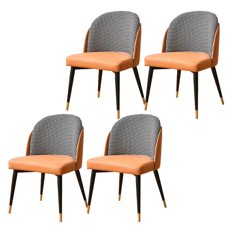 Glam Metal Dining Room Chair Upholstered Fabric Dining Side Chair for Restaurant Use Orange 4 Piece Set Clearhalo ' kitchen&dining_furn' 'Dining Chairs' 'Dining Tables & Seating' 'dining_chair' 'furn' 'furn_dining_chair' 'Furniture' 'furniture_dining_chair' 'Kitchen & Dining Furniture' 'kitchen' 4458489