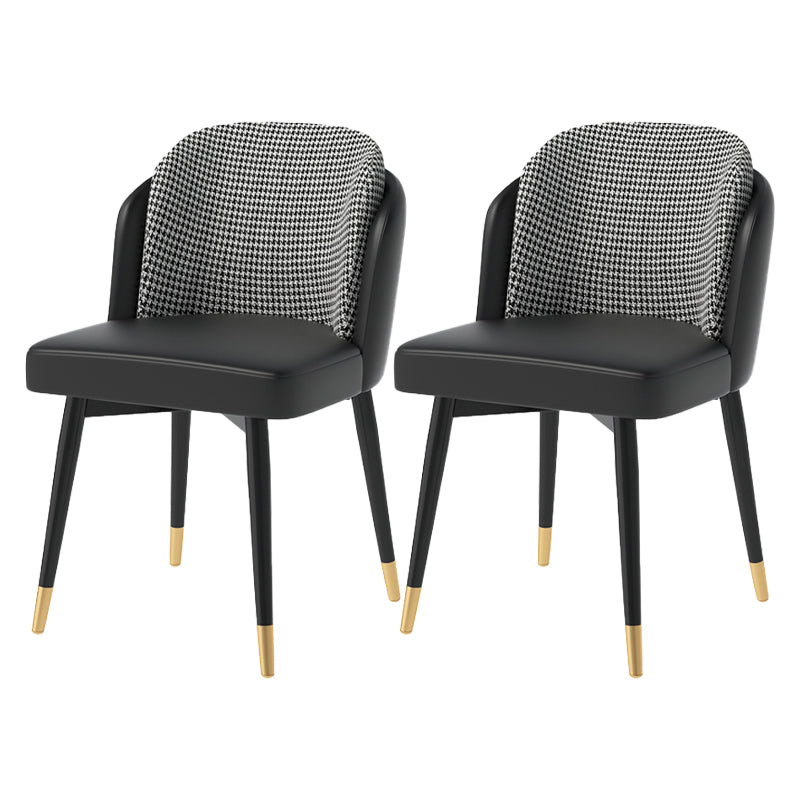 Glam Metal Dining Room Chair Upholstered Fabric Dining Side Chair for Restaurant Use Black 2 Piece Set Clearhalo ' kitchen&dining_furn' 'Dining Chairs' 'Dining Tables & Seating' 'dining_chair' 'furn' 'furn_dining_chair' 'Furniture' 'furniture_dining_chair' 'Kitchen & Dining Furniture' 'kitchen' 4458491