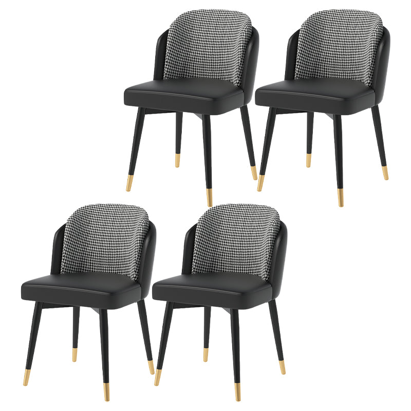 Glam Metal Dining Room Chair Upholstered Fabric Dining Side Chair for Restaurant Use Black 4 Piece Set Clearhalo ' kitchen&dining_furn' 'Dining Chairs' 'Dining Tables & Seating' 'dining_chair' 'furn' 'furn_dining_chair' 'Furniture' 'furniture_dining_chair' 'Kitchen & Dining Furniture' 'kitchen' 4458492