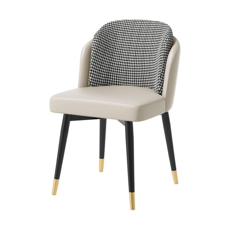 Glam Metal Dining Room Chair Upholstered Fabric Dining Side Chair for Restaurant Use Off-White 1 Piece Clearhalo ' kitchen&dining_furn' 'Dining Chairs' 'Dining Tables & Seating' 'dining_chair' 'furn' 'furn_dining_chair' 'Furniture' 'furniture_dining_chair' 'Kitchen & Dining Furniture' 'kitchen' 4458496