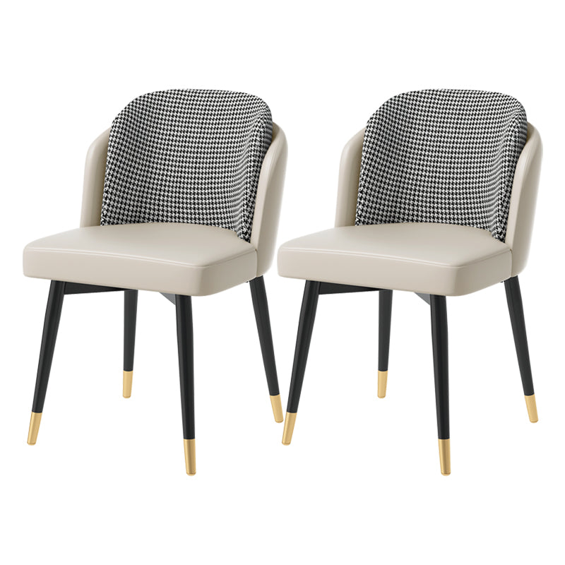 Glam Metal Dining Room Chair Upholstered Fabric Dining Side Chair for Restaurant Use Off-White 2 Piece Set Clearhalo ' kitchen&dining_furn' 'Dining Chairs' 'Dining Tables & Seating' 'dining_chair' 'furn' 'furn_dining_chair' 'Furniture' 'furniture_dining_chair' 'Kitchen & Dining Furniture' 'kitchen' 4458497