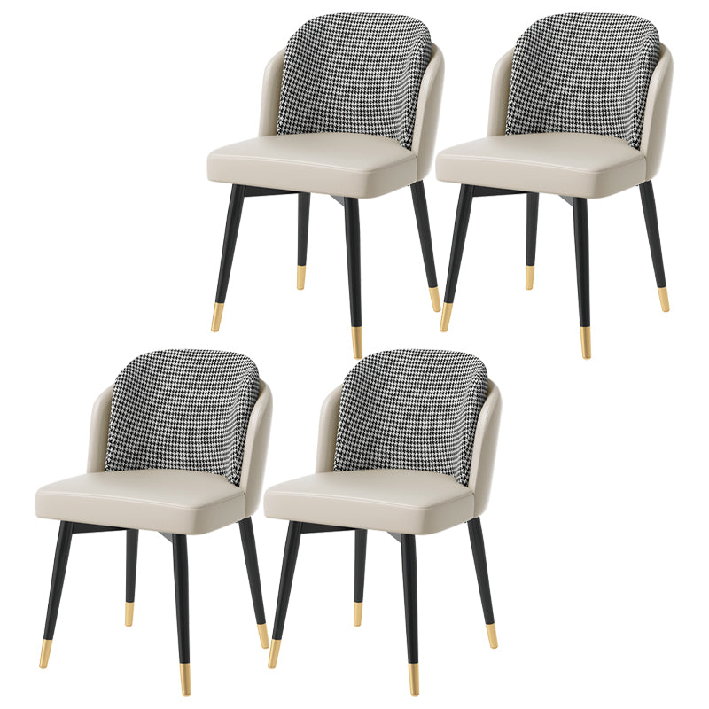 Glam Metal Dining Room Chair Upholstered Fabric Dining Side Chair for Restaurant Use Off-White 4 Piece Set Clearhalo ' kitchen&dining_furn' 'Dining Chairs' 'Dining Tables & Seating' 'dining_chair' 'furn' 'furn_dining_chair' 'Furniture' 'furniture_dining_chair' 'Kitchen & Dining Furniture' 'kitchen' 4458498