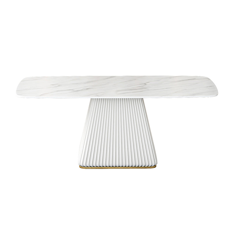 Glam 1/2/5/7 Pieces Dining Set Sintered Stone Dining Furniture for Home Use White 71"L x 31"W Clearhalo 'Dining Room Sets' 'Dining Tables & Seating' 'dining_room_set' 'furn' 'furn_dining_room_set' 'Furniture' 'furniture_dining_room_set' 'Kitchen & Dining Furniture' 'kitchen&dining_furn' 'kitchen' 4458521