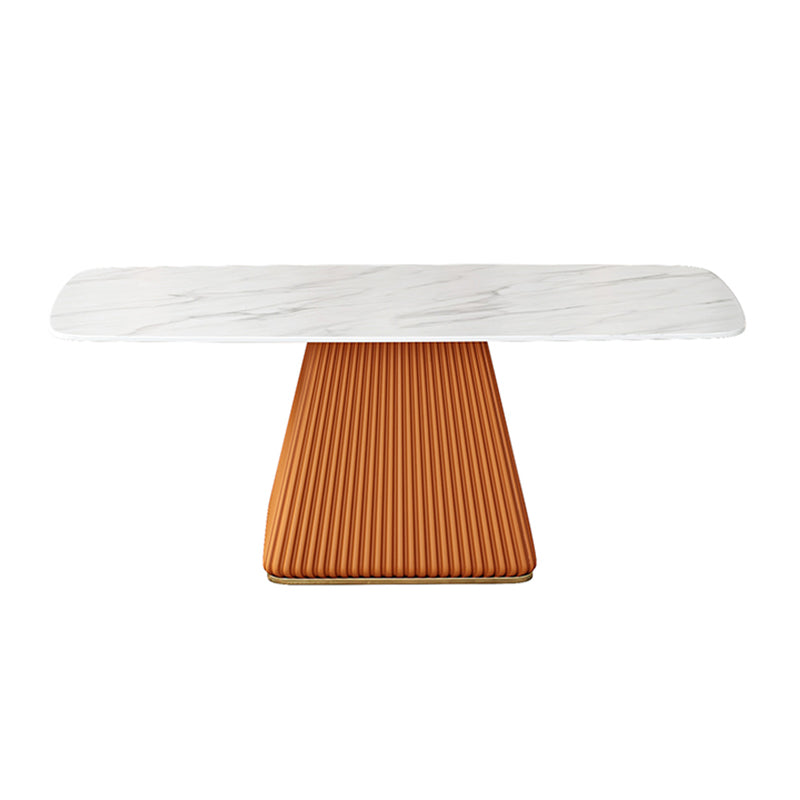 Glam 1/2/5/7 Pieces Dining Set Sintered Stone Dining Furniture for Home Use Orange 71"L x 31"W Clearhalo 'Dining Room Sets' 'Dining Tables & Seating' 'dining_room_set' 'furn' 'furn_dining_room_set' 'Furniture' 'furniture_dining_room_set' 'Kitchen & Dining Furniture' 'kitchen&dining_furn' 'kitchen' 4458523