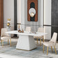 Glam 1/2/5/7 Pieces Dining Set Sintered Stone Dining Furniture for Home Use 5 Pieces: White Table, 4 Chairs Clearhalo 'Dining Room Sets' 'Dining Tables & Seating' 'dining_room_set' 'furn' 'furn_dining_room_set' 'Furniture' 'furniture_dining_room_set' 'Kitchen & Dining Furniture' 'kitchen&dining_furn' 'kitchen' 4458524