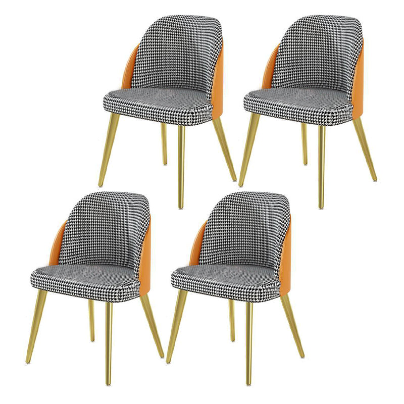 1/4/5/7 Pcs Metal Scandinavian Dining Room Set with Rectangle Table Dinette Set 4 Orange Chairs Clearhalo 'Dining Room Sets' 'Dining Tables & Seating' 'dining_room_set' 'Furniture' 'furniture_dining_room_set' 'Kitchen & Dining Furniture' 'kitchen&dining_furn' 'kitchen' 4458543