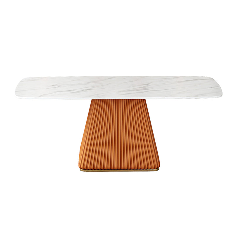 Nordic 1/2/5/7 Pieces Rectangle Dining Set Sintered Stone Dining Table Set Orange 71"L x 31"W Clearhalo 'Dining Room Sets' 'Dining Tables & Seating' 'dining_room_set' 'furn' 'furn_dining_room_set' 'Furniture' 'furniture_dining_room_set' 'Kitchen & Dining Furniture' 'kitchen&dining_furn' 'kitchen' 4458562