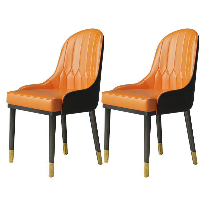 Luxury 1/2/5/7 Pieces Dining Set Sintered Stone Dining Table Set with Leather Chairs 2 Orange Chairs Clearhalo 'Dining Room Sets' 'Dining Tables & Seating' 'dining_room_set' 'furn' 'furn_dining_room_set' 'Furniture' 'furniture_dining_room_set' 'Kitchen & Dining Furniture' 'kitchen&dining_furn' 'kitchen' 4458606