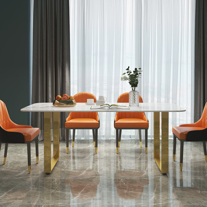 Luxury 1/2/5/7 Pieces Dining Set Sintered Stone Dining Table Set with Leather Chairs Clearhalo 'Dining Room Sets' 'Dining Tables & Seating' 'dining_room_set' 'furn' 'furn_dining_room_set' 'Furniture' 'furniture_dining_room_set' 'Kitchen & Dining Furniture' 'kitchen&dining_furn' 'kitchen' 4458615