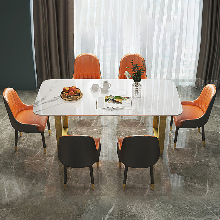 Luxury 1/2/5/7 Pieces Dining Set Sintered Stone Dining Table Set with Leather Chairs Clearhalo 'Dining Room Sets' 'Dining Tables & Seating' 'dining_room_set' 'furn' 'furn_dining_room_set' 'Furniture' 'furniture_dining_room_set' 'Kitchen & Dining Furniture' 'kitchen&dining_furn' 'kitchen' 4458619