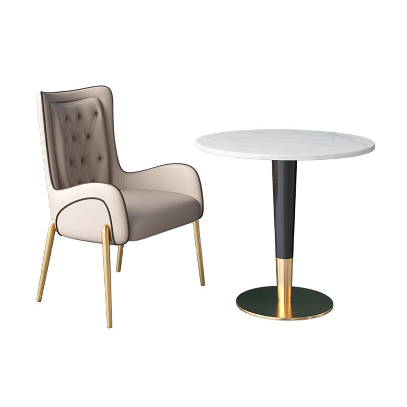 Glam 1/2 Pieces Dining Set Sintered Stone Dining Furniture for Home Use 2 Pieces: Table, 1 Beige Chair Clearhalo 'Dining Room Sets' 'Dining Tables & Seating' 'dining_room_set' 'furn' 'furn_dining_room_set' 'Furniture' 'furniture_dining_room_set' 'Kitchen & Dining Furniture' 'kitchen&dining_furn' 'kitchen' 4458627