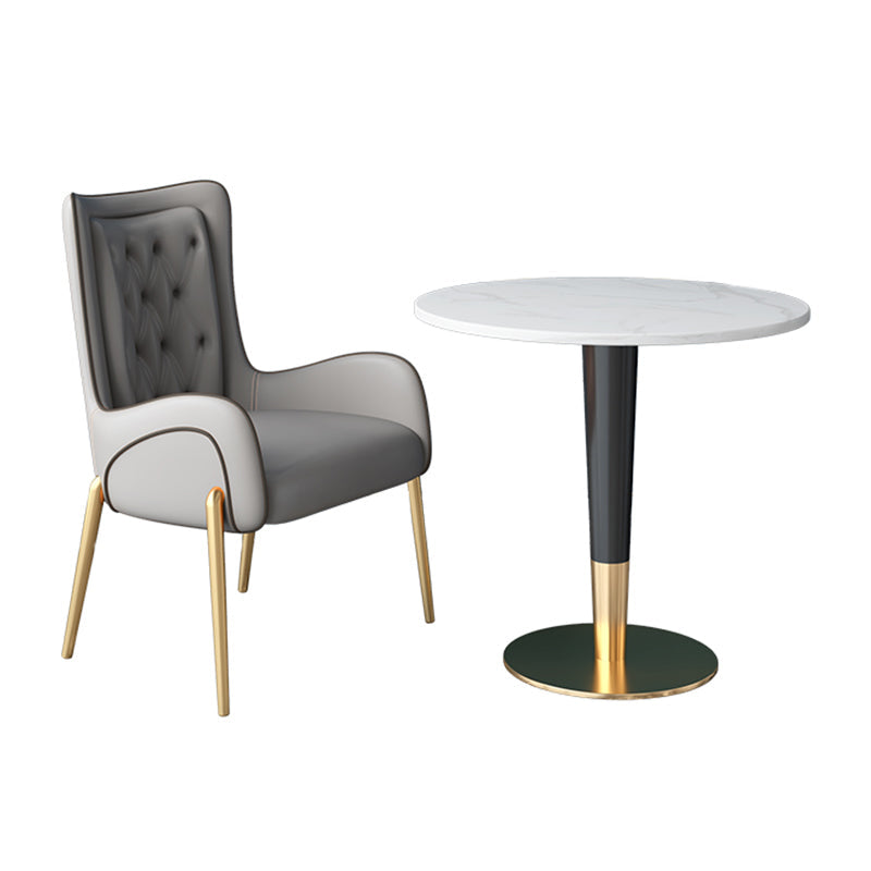 Glam 1/2 Pieces Dining Set Sintered Stone Dining Furniture for Home Use 2 Pieces: Table, 1 Gray Chair Clearhalo 'Dining Room Sets' 'Dining Tables & Seating' 'dining_room_set' 'furn' 'furn_dining_room_set' 'Furniture' 'furniture_dining_room_set' 'Kitchen & Dining Furniture' 'kitchen&dining_furn' 'kitchen' 4458631