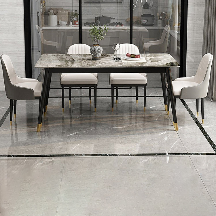 Modern 1/2/5/7 Pieces Grey Dining Set Sintered Stone Dining Table with Leather Chairs Clearhalo 'Dining Room Sets' 'Dining Tables & Seating' 'dining_room_set' 'furn' 'furn_dining_room_set' 'Furniture' 'furniture_dining_room_set' 'Kitchen & Dining Furniture' 'kitchen&dining_furn' 'kitchen' 4458672