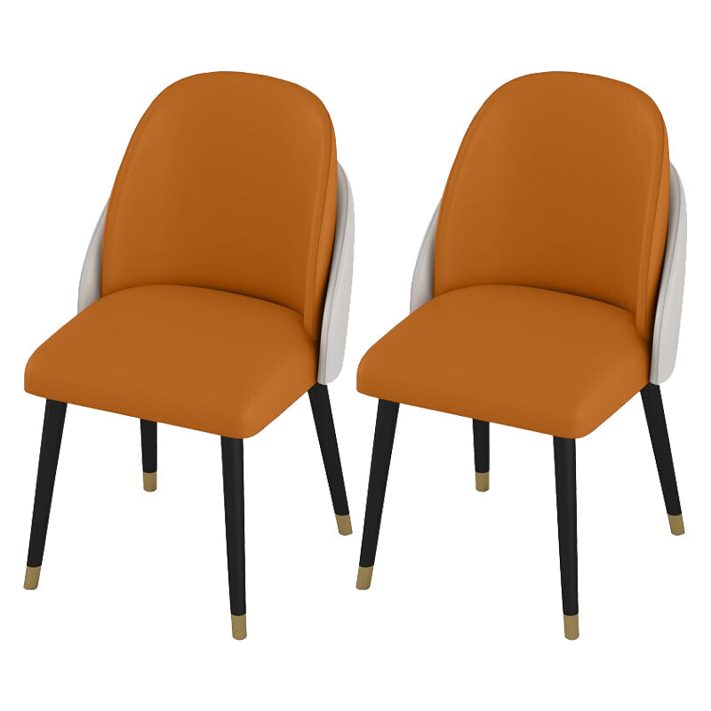 Modern 1/2/5/7 Pieces Grey Dining Set Sintered Stone Dining Table with Leather Chairs 2 Orange Chairs Clearhalo 'Dining Room Sets' 'Dining Tables & Seating' 'dining_room_set' 'furn' 'furn_dining_room_set' 'Furniture' 'furniture_dining_room_set' 'Kitchen & Dining Furniture' 'kitchen&dining_furn' 'kitchen' 4458675