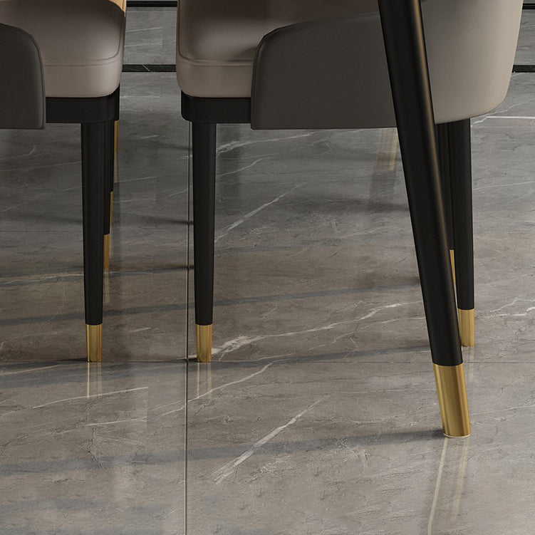 Modern 1/2/5/7 Pieces Grey Dining Set Sintered Stone Dining Table with Leather Chairs Clearhalo 'Dining Room Sets' 'Dining Tables & Seating' 'dining_room_set' 'furn' 'furn_dining_room_set' 'Furniture' 'furniture_dining_room_set' 'Kitchen & Dining Furniture' 'kitchen&dining_furn' 'kitchen' 4458679