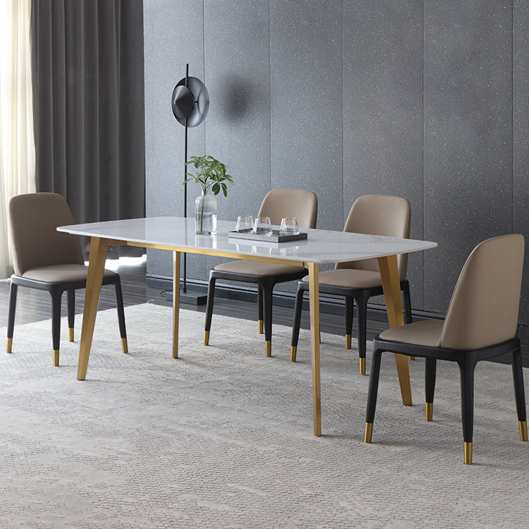 1/4/5/7 Pcs Metal Glam Dining Room Set with Rectangle Table Dining Set 5 Pieces: Table, 4 Chairs Clearhalo 'Dining Room Sets' 'Dining Tables & Seating' 'dining_room_set' 'furn' 'furn_dining_room_set' 'Furniture' 'furniture_dining_room_set' 'Kitchen & Dining Furniture' 'kitchen&dining_furn' 'kitchen' 4458688