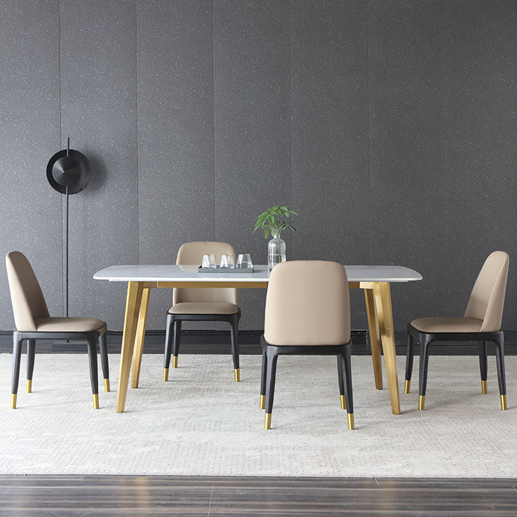 1/4/5/7 Pcs Metal Glam Dining Room Set with Rectangle Table Dining Set Clearhalo 'Dining Room Sets' 'Dining Tables & Seating' 'dining_room_set' 'furn' 'furn_dining_room_set' 'Furniture' 'furniture_dining_room_set' 'Kitchen & Dining Furniture' 'kitchen&dining_furn' 'kitchen' 4458691