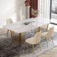 1/4/5/7 Pieces Luxury Dining Set Sintered Stone Dining Furniture with Leather Chairs 5 Pieces: Table, 4 Chairs Clearhalo 'Dining Room Sets' 'Dining Tables & Seating' 'dining_room_set' 'furn' 'furn_dining_room_set' 'Furniture' 'furniture_dining_room_set' 'Kitchen & Dining Furniture' 'kitchen&dining_furn' 'kitchen' 4458710