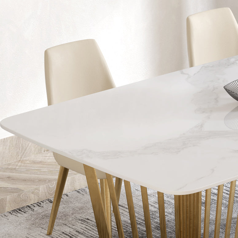 1/4/5/7 Pieces Luxury Dining Set Sintered Stone Dining Furniture with Leather Chairs Clearhalo 'Dining Room Sets' 'Dining Tables & Seating' 'dining_room_set' 'furn' 'furn_dining_room_set' 'Furniture' 'furniture_dining_room_set' 'Kitchen & Dining Furniture' 'kitchen&dining_furn' 'kitchen' 4458712
