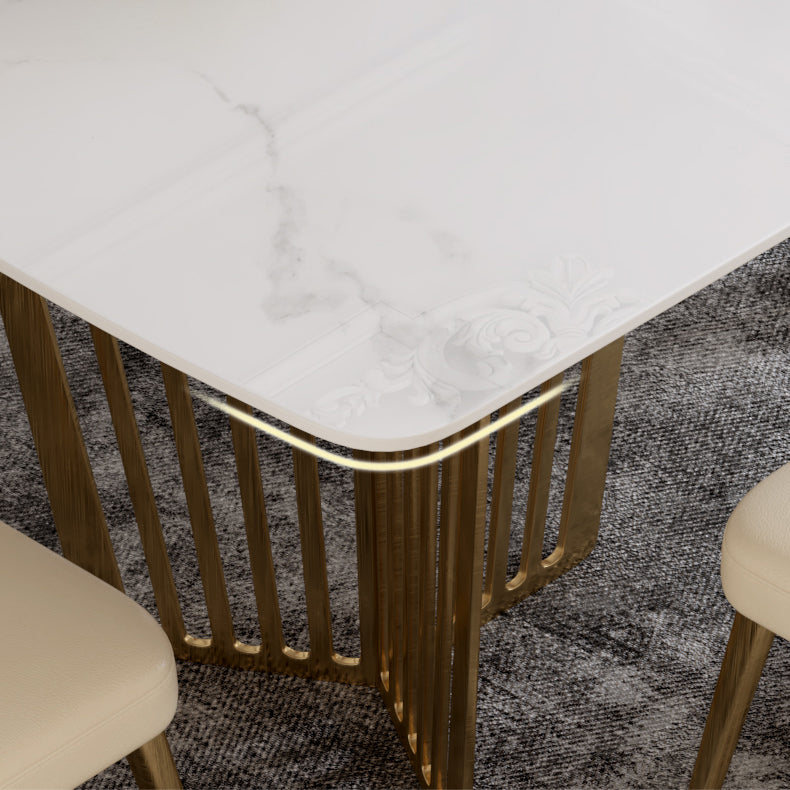 1/4/5/7 Pieces Luxury Dining Set Sintered Stone Dining Furniture with Leather Chairs Clearhalo 'Dining Room Sets' 'Dining Tables & Seating' 'dining_room_set' 'furn' 'furn_dining_room_set' 'Furniture' 'furniture_dining_room_set' 'Kitchen & Dining Furniture' 'kitchen&dining_furn' 'kitchen' 4458714