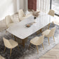 1/4/5/7 Pieces Luxury Dining Set Sintered Stone Dining Furniture with Leather Chairs Clearhalo 'Dining Room Sets' 'Dining Tables & Seating' 'dining_room_set' 'furn' 'furn_dining_room_set' 'Furniture' 'furniture_dining_room_set' 'Kitchen & Dining Furniture' 'kitchen&dining_furn' 'kitchen' 4458716