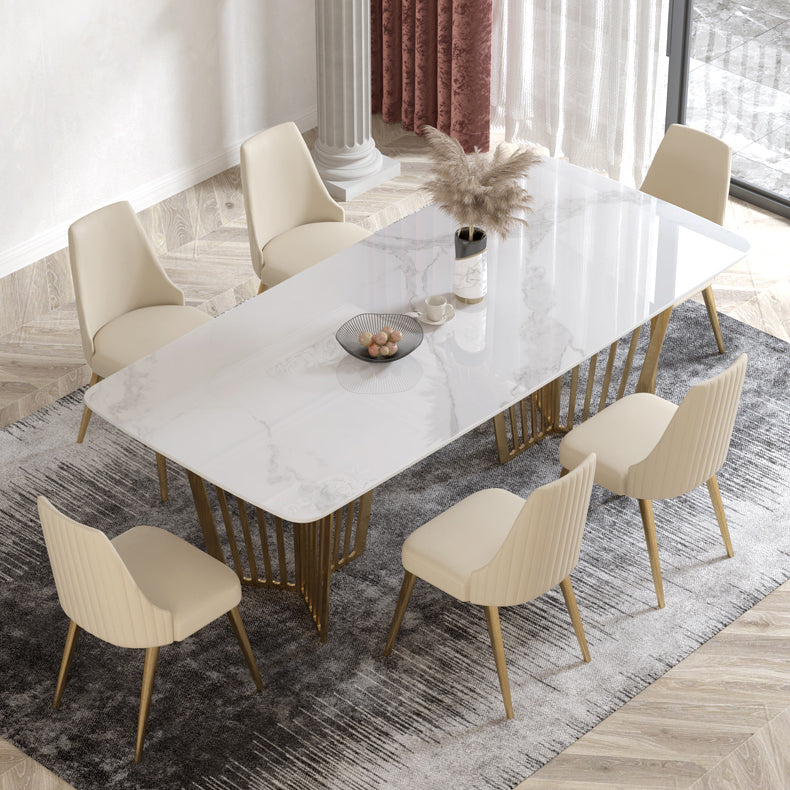 1/4/5/7 Pieces Luxury Dining Set Sintered Stone Dining Furniture with Leather Chairs Clearhalo 'Dining Room Sets' 'Dining Tables & Seating' 'dining_room_set' 'furn' 'furn_dining_room_set' 'Furniture' 'furniture_dining_room_set' 'Kitchen & Dining Furniture' 'kitchen&dining_furn' 'kitchen' 4458716