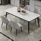 Glam 1/3/5/7 Pieces Dining Set Sintered Stone Dining Table for Home Use 5 Pieces: Table, 4 Grey Chairs Clearhalo 'Dining Room Sets' 'Dining Tables & Seating' 'dining_room_set' 'furn' 'furn_dining_room_set' 'Furniture' 'furniture_dining_room_set' 'Kitchen & Dining Furniture' 'kitchen&dining_furn' 'kitchen' 4458726