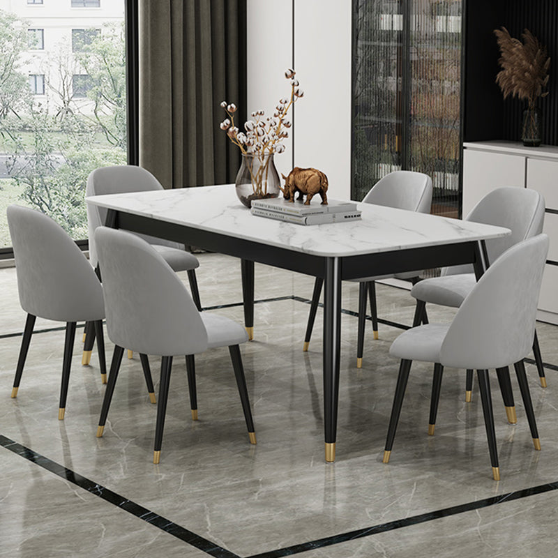 Glam 1/3/5/7 Pieces Dining Set Sintered Stone Dining Table for Home Use Clearhalo 'Dining Room Sets' 'Dining Tables & Seating' 'dining_room_set' 'furn' 'furn_dining_room_set' 'Furniture' 'furniture_dining_room_set' 'Kitchen & Dining Furniture' 'kitchen&dining_furn' 'kitchen' 4458733