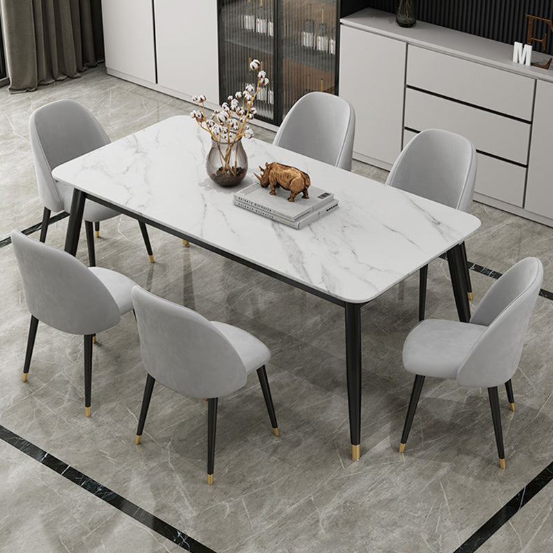 Glam 1/3/5/7 Pieces Dining Set Sintered Stone Dining Table for Home Use 7 Pieces: Table, 6 Chairs Clearhalo 'Dining Room Sets' 'Dining Tables & Seating' 'dining_room_set' 'furn' 'furn_dining_room_set' 'Furniture' 'furniture_dining_room_set' 'Kitchen & Dining Furniture' 'kitchen&dining_furn' 'kitchen' 4458737
