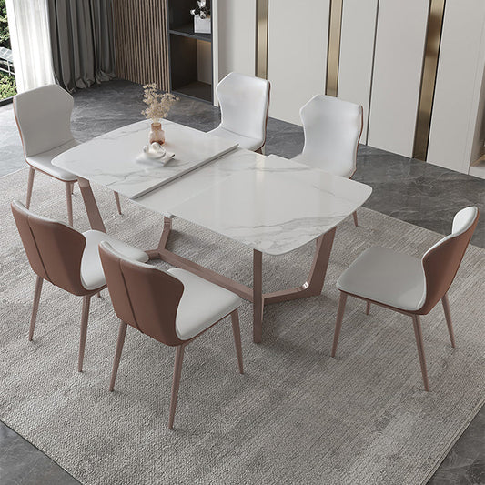 Nordic 1/4/5/7 Pieces Dining Set Sintered Stone Dining Table with Leather Chairs Clearhalo 'Dining Room Sets' 'Dining Tables & Seating' 'dining_room_set' 'furn' 'furn_dining_room_set' 'Furniture' 'furniture_dining_room_set' 'Kitchen & Dining Furniture' 'kitchen&dining_furn' 'kitchen' 4458776