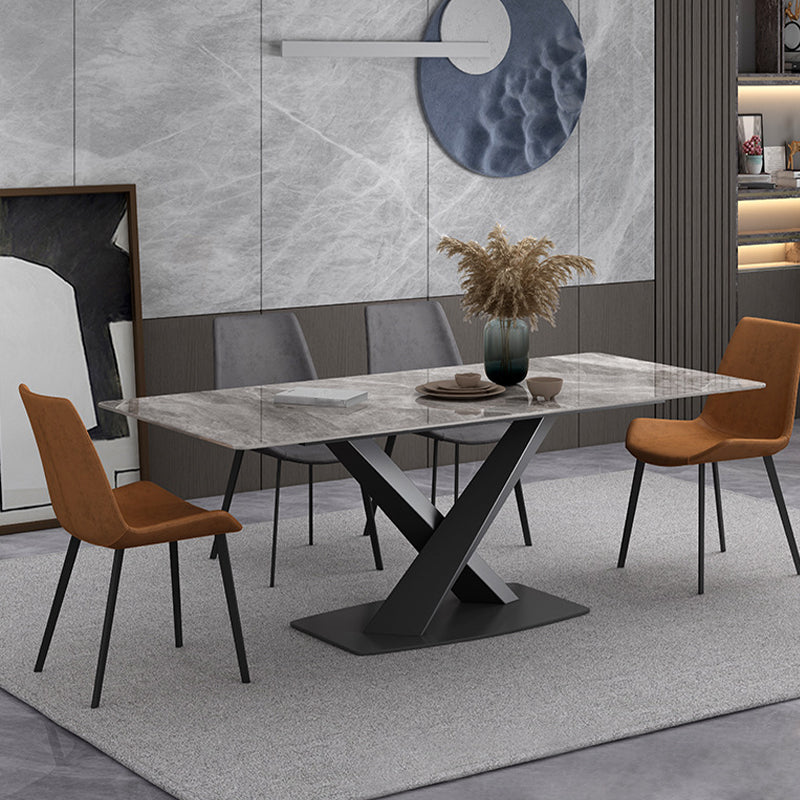 Contemporary 1/4/5/7 Pieces Dining Set Gray Sintered Stone Dining Table for Home Use 5 Pieces: Table, 4 Chairs Clearhalo 'Dining Room Sets' 'Dining Tables & Seating' 'dining_room_set' 'furn' 'furn_dining_room_set' 'Furniture' 'furniture_dining_room_set' 'Kitchen & Dining Furniture' 'kitchen&dining_furn' 'kitchen' 4458827