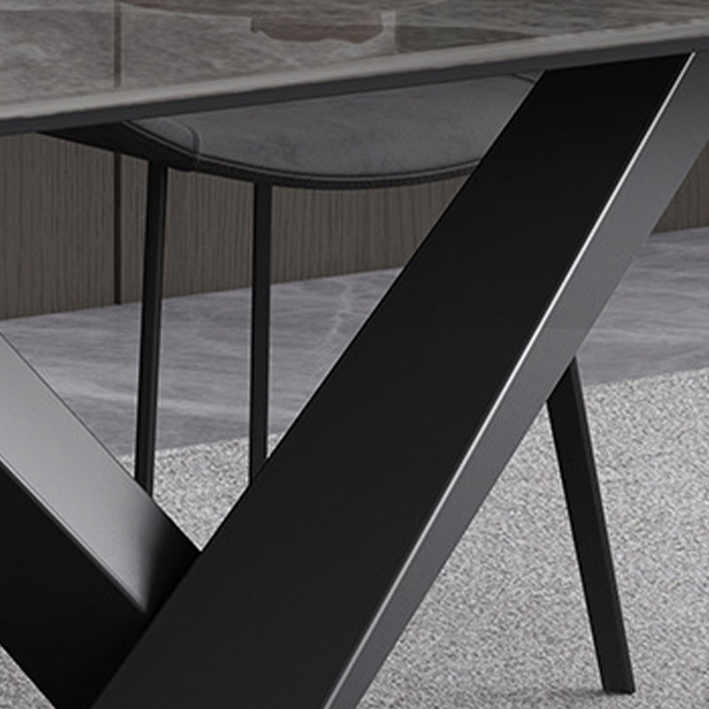 Contemporary 1/4/5/7 Pieces Dining Set Gray Sintered Stone Dining Table for Home Use Clearhalo 'Dining Room Sets' 'Dining Tables & Seating' 'dining_room_set' 'furn' 'furn_dining_room_set' 'Furniture' 'furniture_dining_room_set' 'Kitchen & Dining Furniture' 'kitchen&dining_furn' 'kitchen' 4458831