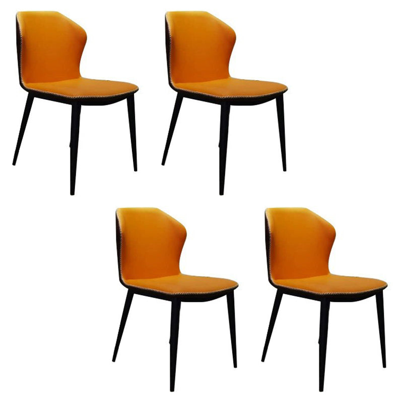 Contemporary 1/4/5/7 Pieces Dining Set Gray Sintered Stone Dining Table for Home Use 4 Orange Chairs Clearhalo 'Dining Room Sets' 'Dining Tables & Seating' 'dining_room_set' 'furn' 'furn_dining_room_set' 'Furniture' 'furniture_dining_room_set' 'Kitchen & Dining Furniture' 'kitchen&dining_furn' 'kitchen' 4458836
