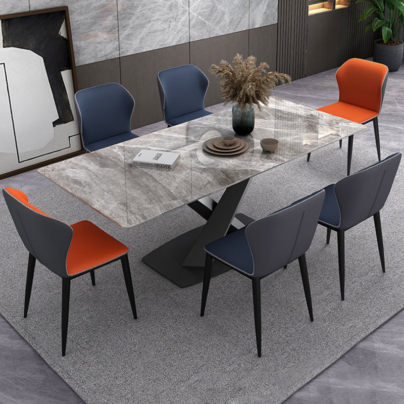 Contemporary 1/4/5/7 Pieces Dining Set Gray Sintered Stone Dining Table for Home Use Clearhalo 'Dining Room Sets' 'Dining Tables & Seating' 'dining_room_set' 'furn' 'furn_dining_room_set' 'Furniture' 'furniture_dining_room_set' 'Kitchen & Dining Furniture' 'kitchen&dining_furn' 'kitchen' 4458837