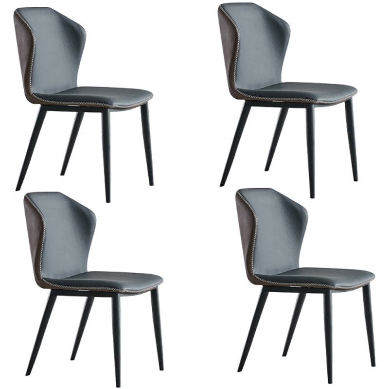 Contemporary 1/4/5/7 Pieces Dining Set Gray Sintered Stone Dining Table 4 Blue Chairs Clearhalo 'Dining Room Sets' 'Dining Tables & Seating' 'dining_room_set' 'furn' 'furn_dining_room_set' 'Furniture' 'furniture_dining_room_set' 'Kitchen & Dining Furniture' 'kitchen&dining_furn' 'kitchen' 4458855