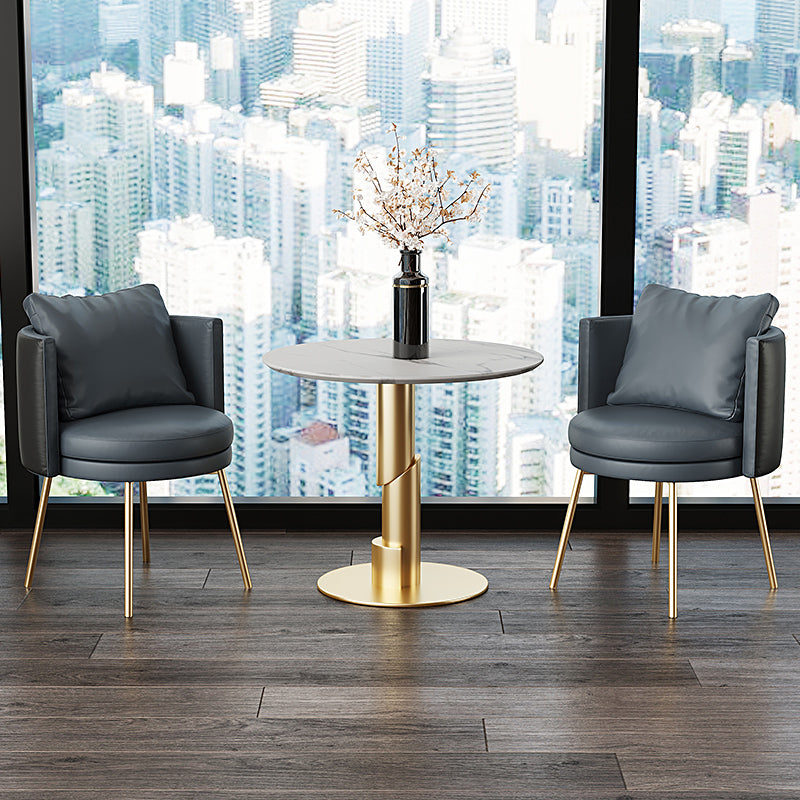 Glam 1/3/4/5 Pieces Dining Set White Sintered Stone Dining Table 3 Pieces: Table, 2 Chairs Clearhalo 'Dining Room Sets' 'Dining Tables & Seating' 'dining_room_set' 'furn' 'furn_dining_room_set' 'Furniture' 'furniture_dining_room_set' 'Kitchen & Dining Furniture' 'kitchen&dining_furn' 'kitchen' 4458871