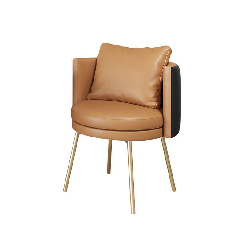 Glam 1/3/4/5 Pieces Dining Set White Sintered Stone Dining Table 1 Orange Chair Clearhalo 'Dining Room Sets' 'Dining Tables & Seating' 'dining_room_set' 'furn' 'furn_dining_room_set' 'Furniture' 'furniture_dining_room_set' 'Kitchen & Dining Furniture' 'kitchen&dining_furn' 'kitchen' 4458877