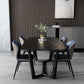 Contemporary 1/5/7 Pieces Dining Set Black Sintered Stone Dining Furniture 5 Pieces: Table, 4 Blue Chairs Clearhalo 'Dining Room Sets' 'Dining Tables & Seating' 'dining_room_set' 'furn' 'furn_dining_room_set' 'Furniture' 'furniture_dining_room_set' 'Kitchen & Dining Furniture' 'kitchen&dining_furn' 'kitchen' 4458922